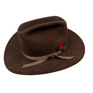 Bailey Hat Kids Brown Western Cowboy Felt Hand Creased Feather Accent